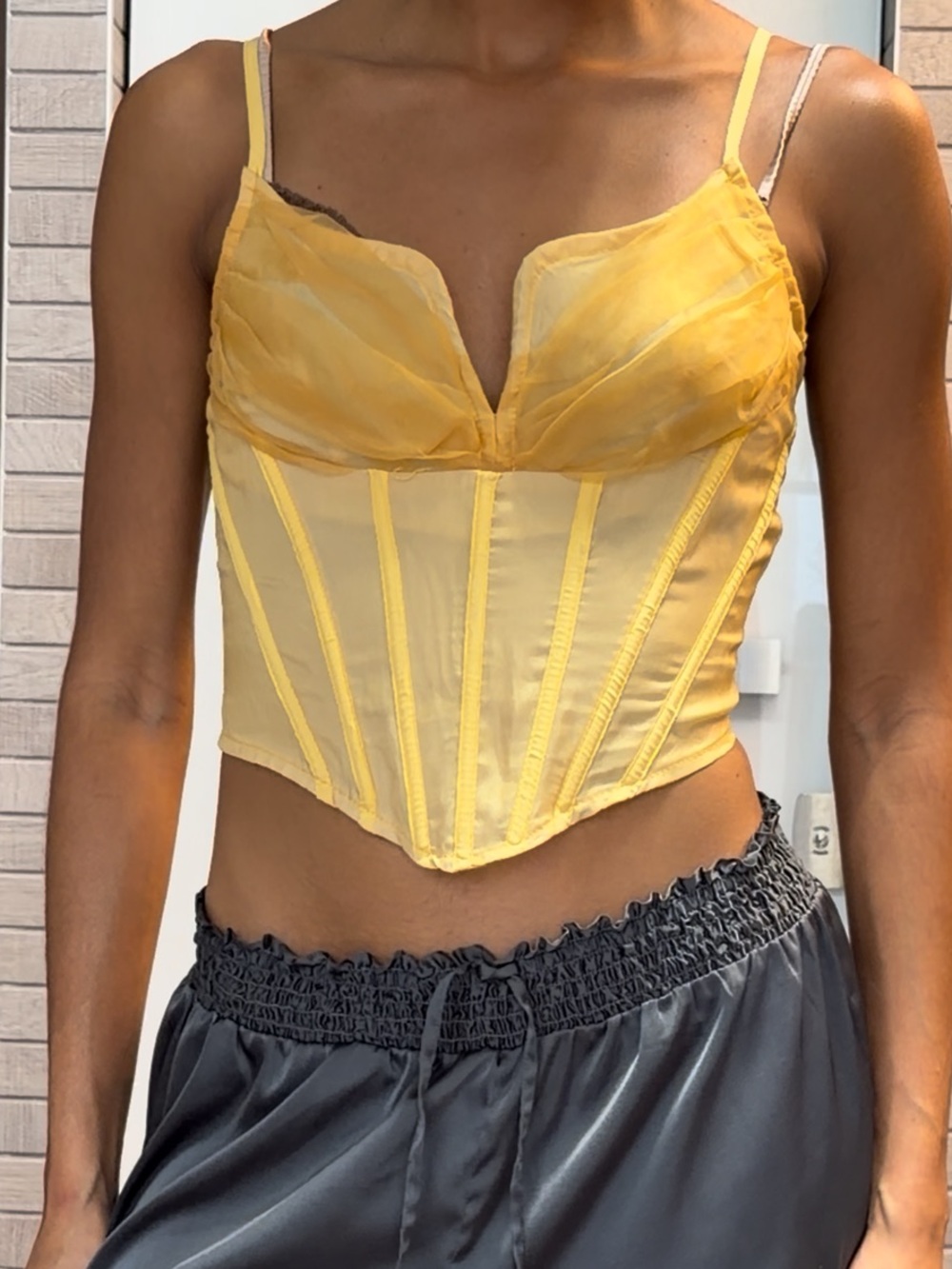 Golden Yellow Satin Bustier Corset Top